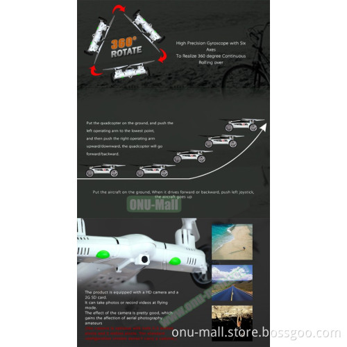 X25 8CH 6-Axis Speed 2.4GHz Switch 360 Degree 3D Flips RC Quadcopter Flying Car with 0.3MP FPV Camera